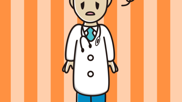 ぼーっとする若手男性医師のイラスト【色、背景あり】PNG