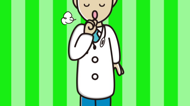 咳払いする若手男性医師のイラスト【色、背景あり】PNG