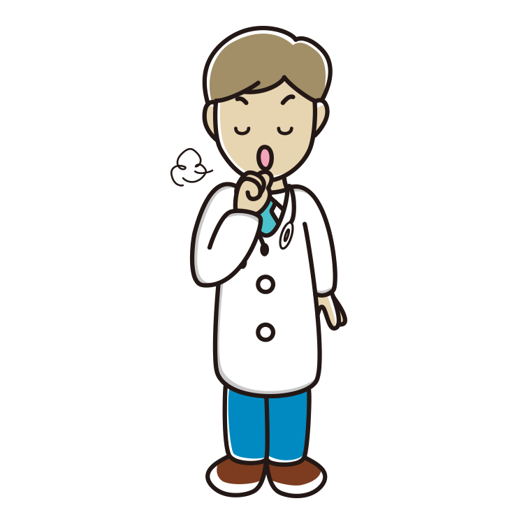 咳払いする若手男性医師のイラスト【色あり、背景なし】透過PNG