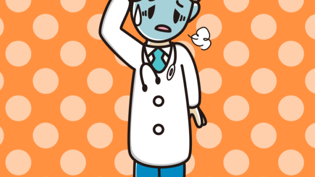 具合が悪い若手男性医師のイラスト【色、背景あり】PNG