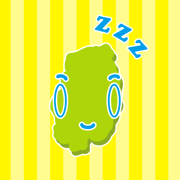 眠る岩手ちゃんのイラスト【色、背景あり】PNG