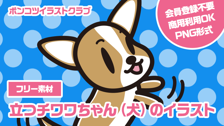 【フリー素材】立つチワワちゃん（犬）のイラスト