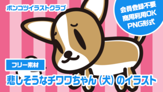 【フリー素材】悲しそうなチワワちゃん（犬）のイラスト