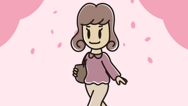 新年度で登校する女子大学生のイラスト【色、背景あり】PNG