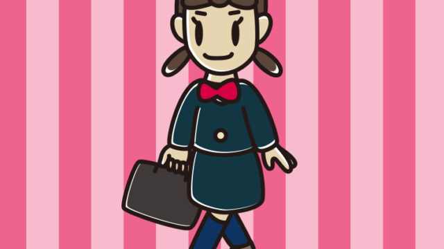 通学する女子中学生のイラスト【色、背景あり】PNG