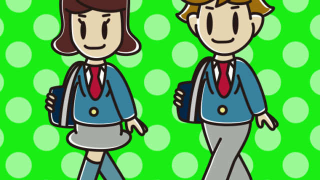 通学する高校生のイラスト【色、背景あり】PNG