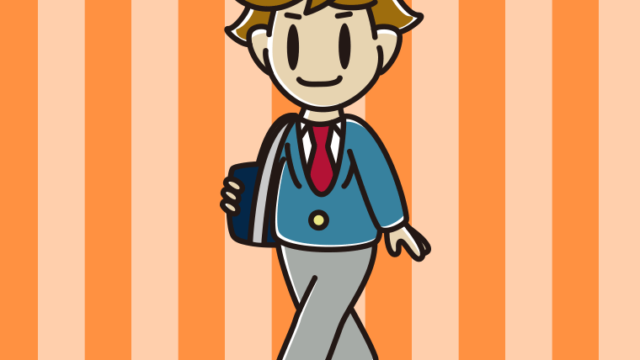 通学する男子高校生のイラスト【色、背景あり】PNG