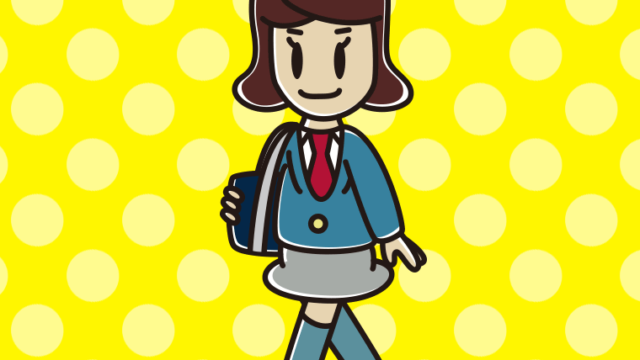 通学する女子高校生のイラスト【色、背景あり】PNG