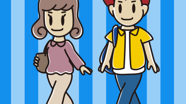 通学する大学生のイラスト【色、背景あり】PNG