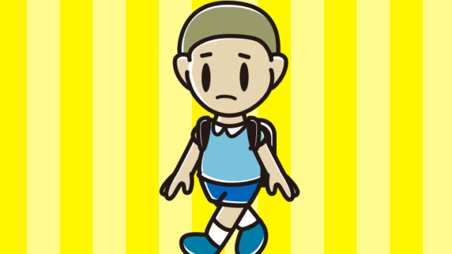 不安そうに通学する新小学一年生男子のイラスト【色、背景あり】PNG