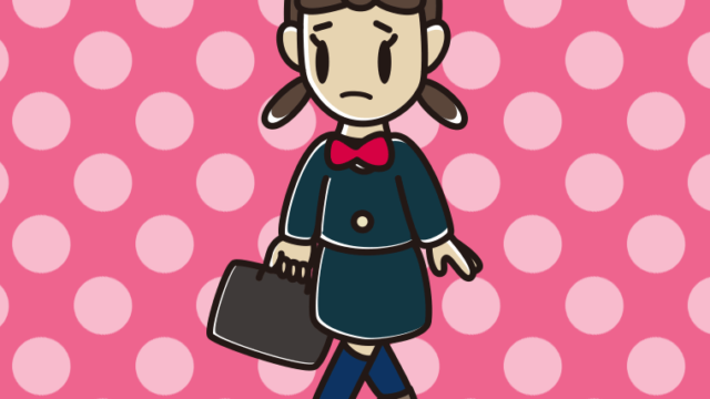 不安そうに通学する男子中学生のイラスト【色、背景あり】PNG