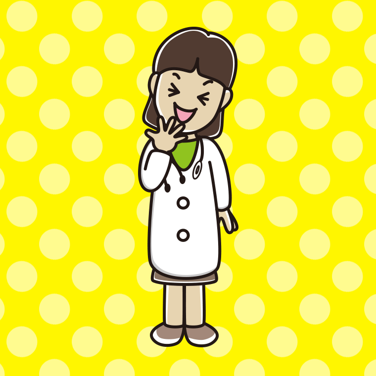 笑う若手女性医師のイラスト【色、背景あり】PNG