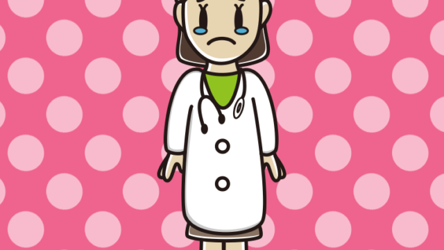 泣く若手女性医師のイラスト【色、背景あり】PNG