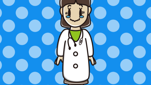 ジーンとする若手女性医師のイラスト【色、背景あり】PNG