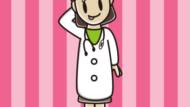 テヘヘな若手女性医師のイラスト【色、背景あり】PNG