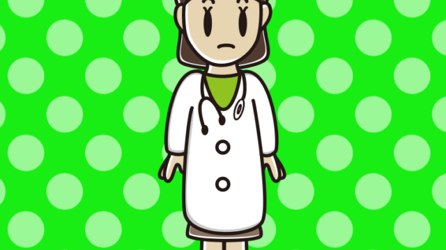 何かに気付く若手女性医師のイラスト【色、背景あり】PNG