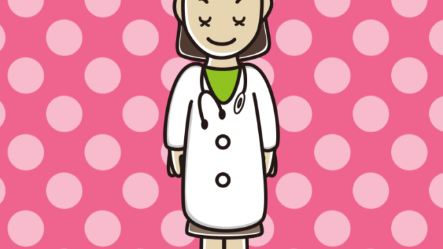 お辞儀する若手女性医師のイラスト【色、背景あり】PNG