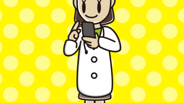 スマホを使う若手女性医師のイラスト【色、背景あり】PNG