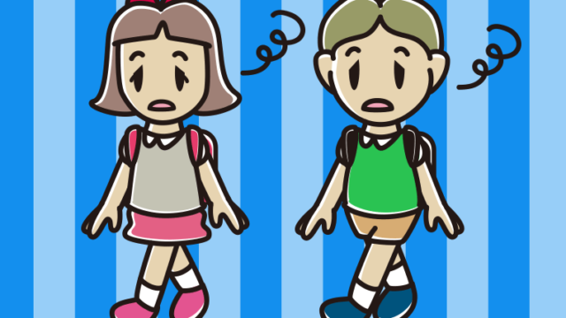 ぼーっとしながら通学する小学生のイラスト【色、背景あり】PNG