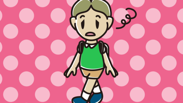 ぼーっとしながら通学する小学生男子のイラスト【色、背景あり】PNG