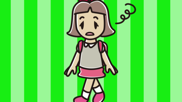 ぼーっとしながら通学する小学生女子のイラスト【色、背景あり】PNG