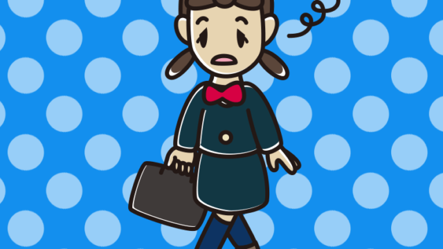 ぼーっとしながら通学する女子中学生のイラスト【色、背景あり】PNG