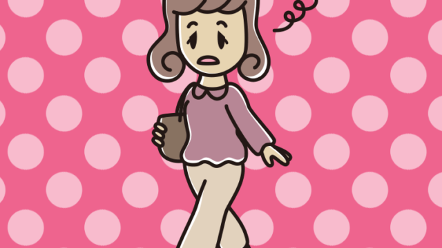 ぼーっとしながら通学する女子大学生のイラスト【色、背景あり】PNG