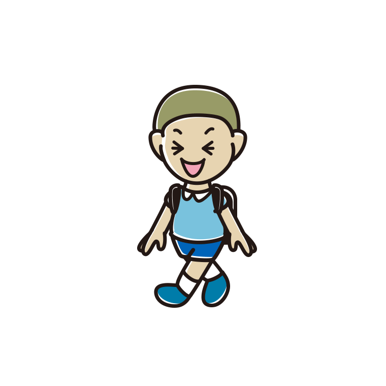 笑いながら通学する新小学一年生男子のイラスト【色あり、背景なし】透過PNG