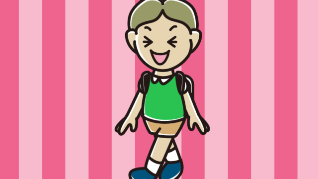 笑いながら通学する小学生男子のイラスト【色、背景あり】PNG