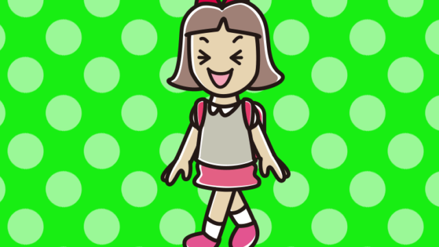 笑いながら通学する小学生女子のイラスト【色、背景あり】PNG