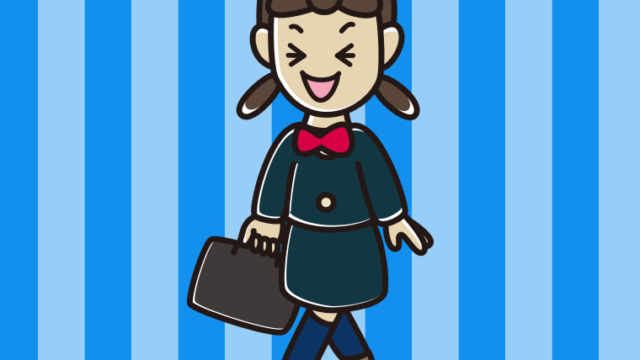 笑いながら通学する女子中学生のイラスト【色、背景あり】PNG