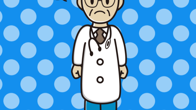 怒る年配男性医師のイラスト【色、背景あり】PNG