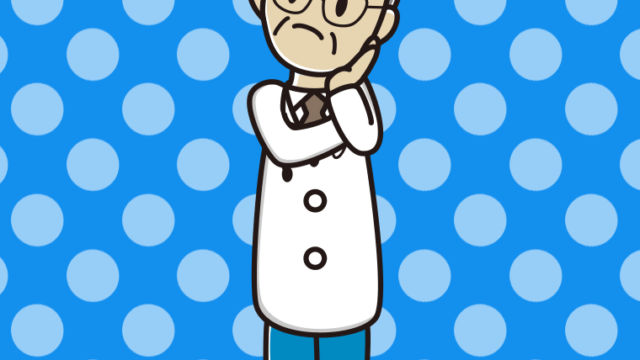 考える年配男性医師のイラスト【色、背景あり】PNG