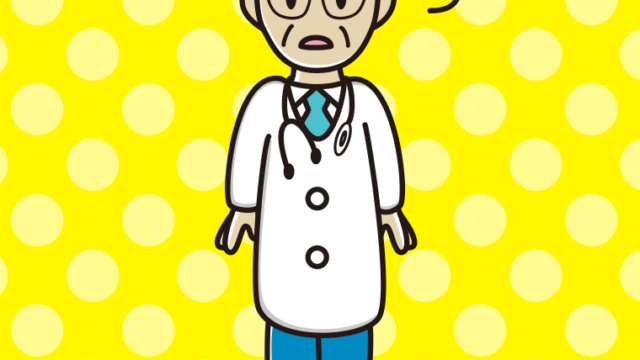 ぼーっとする年配男性医師のイラスト【色、背景あり】PNG