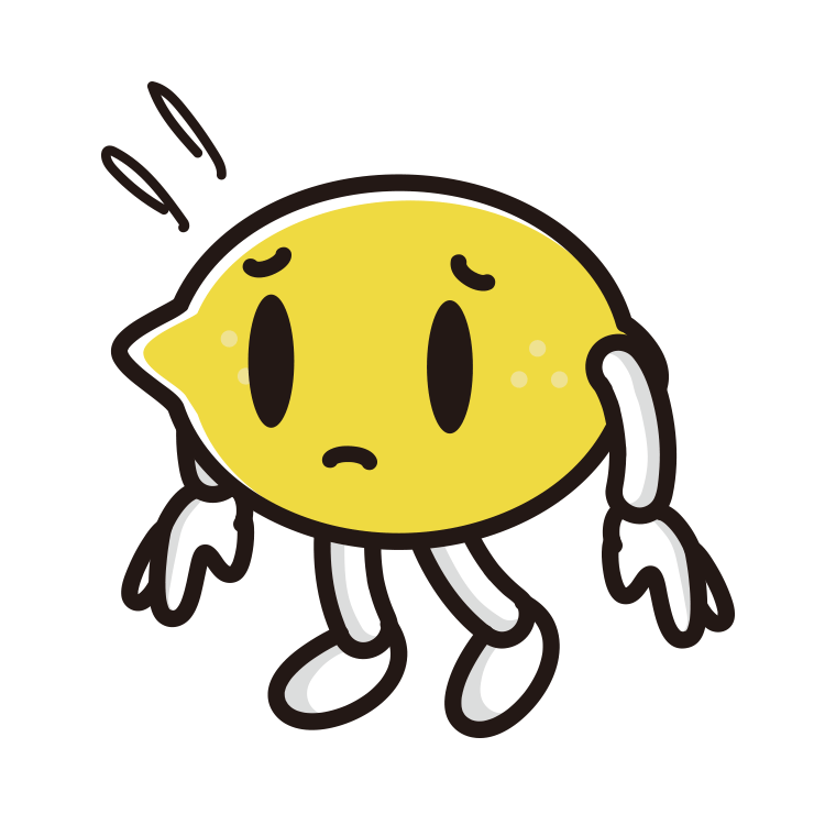 悲しそうなレモンちゃんのイラスト【色あり、背景なし】透過PNG