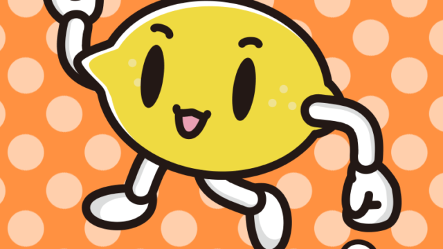 走るレモンちゃんのイラスト【色、背景あり】PNG