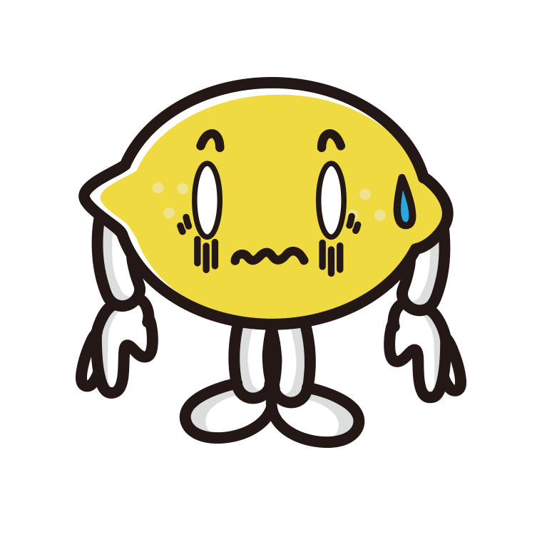 ショックを受けるレモンちゃんのイラスト【色あり、背景なし】透過PNG