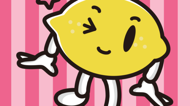 ウインクするレモンちゃんのイラスト【色、背景あり】PNG