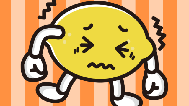 ブルブル震えるレモンちゃんのイラスト【色、背景あり】PNG