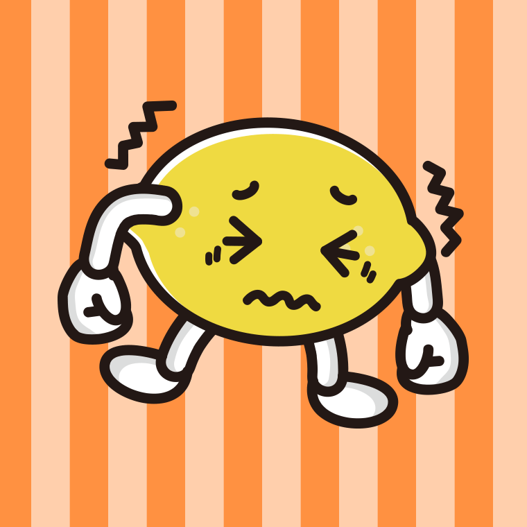 ブルブル震えるレモンちゃんのイラスト【色、背景あり】PNG