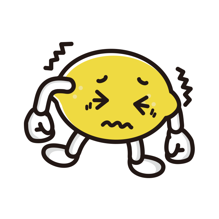 ブルブル震えるレモンちゃんのイラスト【色あり、背景なし】透過PNG