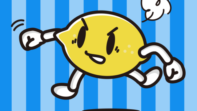 パンチするレモンちゃんのイラスト【色、背景あり】PNG