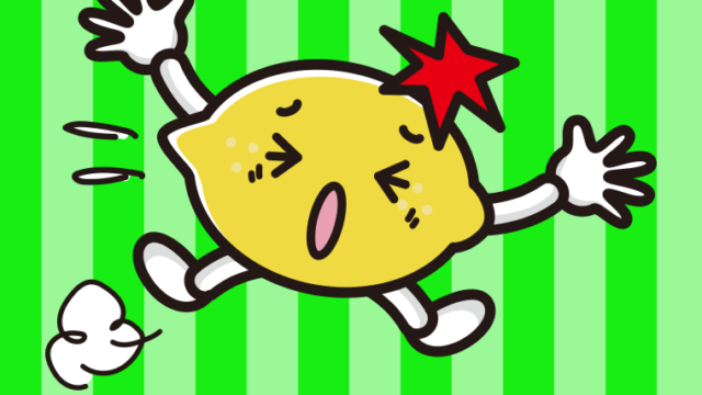 ぶつかるレモンちゃんのイラスト【色、背景あり】PNG