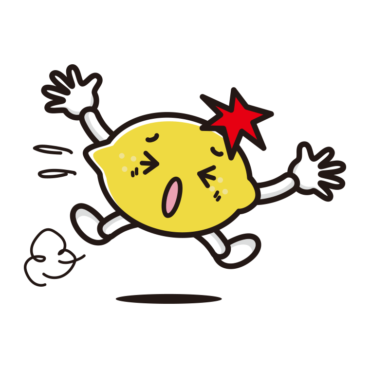 ぶつかるレモンちゃんのイラスト【色あり、背景なし】透過PNG