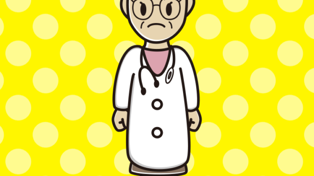 怒る年配女性医師のイラスト【色、背景あり】PNG