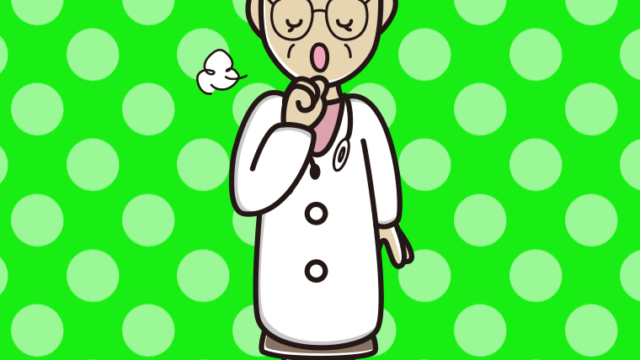 咳払いする年配女性医師のイラスト【色、背景あり】PNG