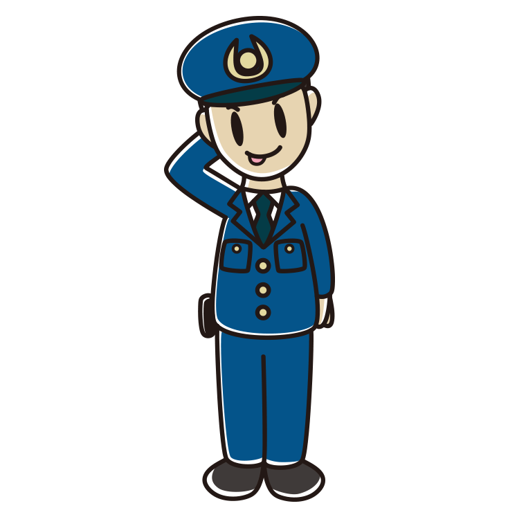 テヘヘな男性警察官のイラスト【色あり、背景なし】透過PNG