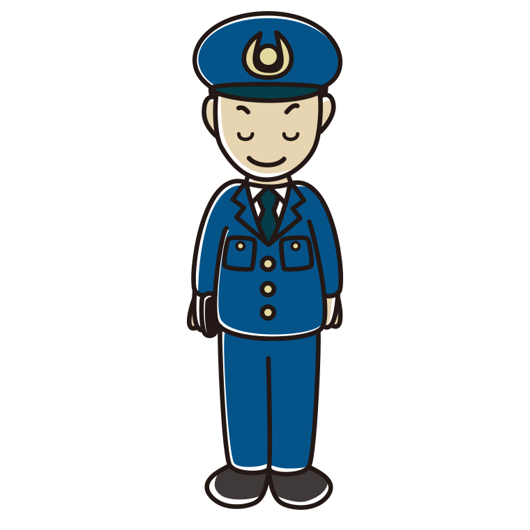 お辞儀する男性警察官のイラスト【色あり、背景なし】透過PNG