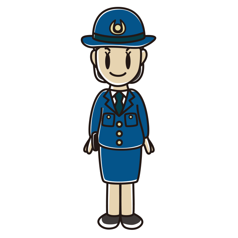 女性警察官のイラスト【色あり、背景なし】透過PNG