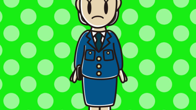 困る女性警察官のイラスト【色、背景あり】PNG